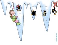 Décoration de Noël - stalactites avec pingouin et petite fille