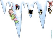 Décoration de Noël - stalactites avec pingouin et petite fille