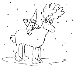 Coloriage un lutin sur un élan