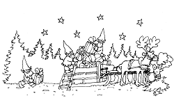 Coloriage les lutins et le traineau du Père Noël